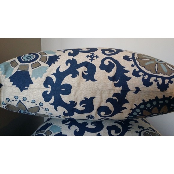 Premier Prints Throw Pillow Covers 20x20 Navy Blue Medallion Zippered Pair NEW - Picture 11 of 16